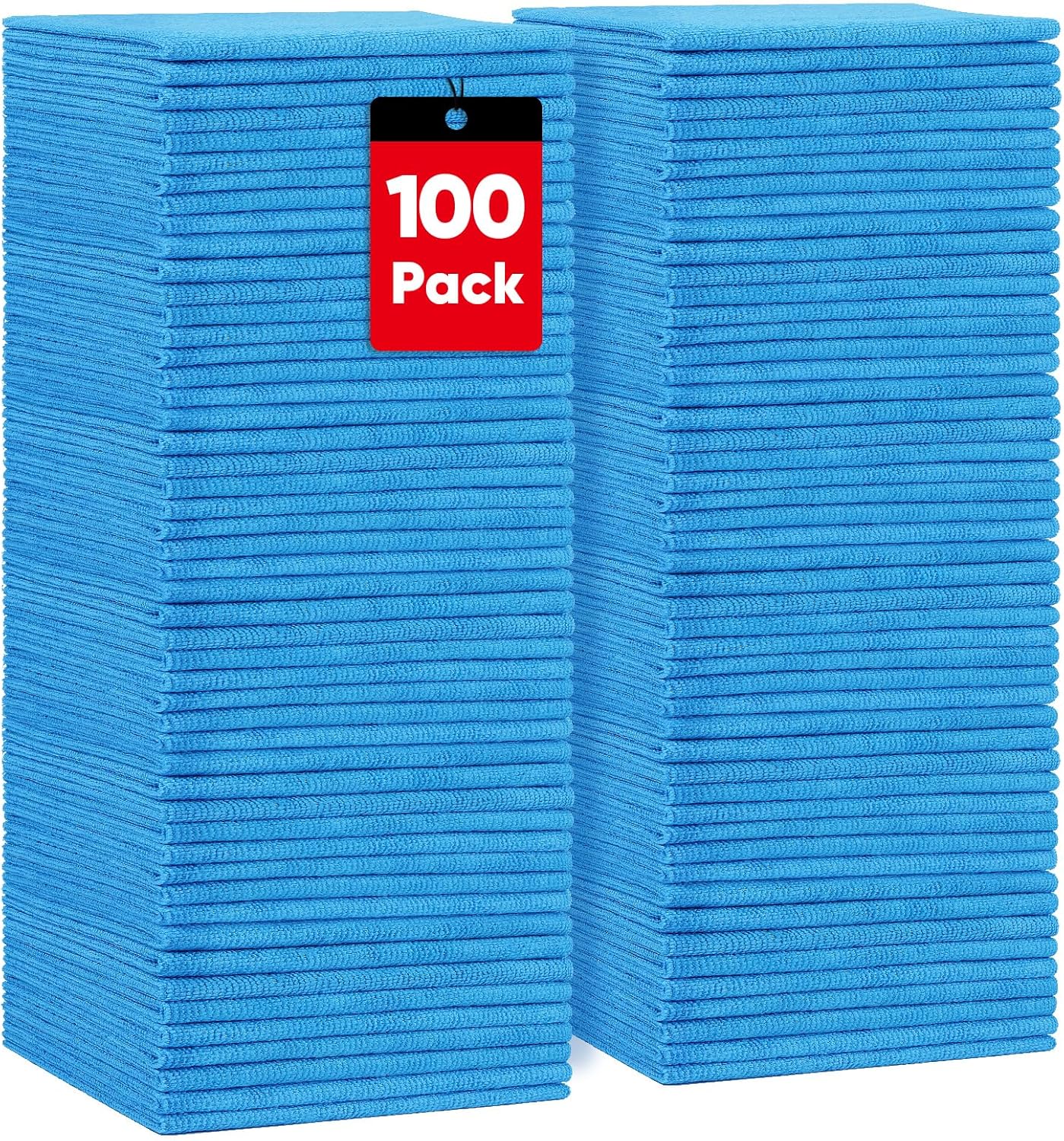 HOMEXCEL Blue Shop Towels 100 Pack, Reusable Microfiber Towels for Cars, Bulk Multipurpose Microfibe