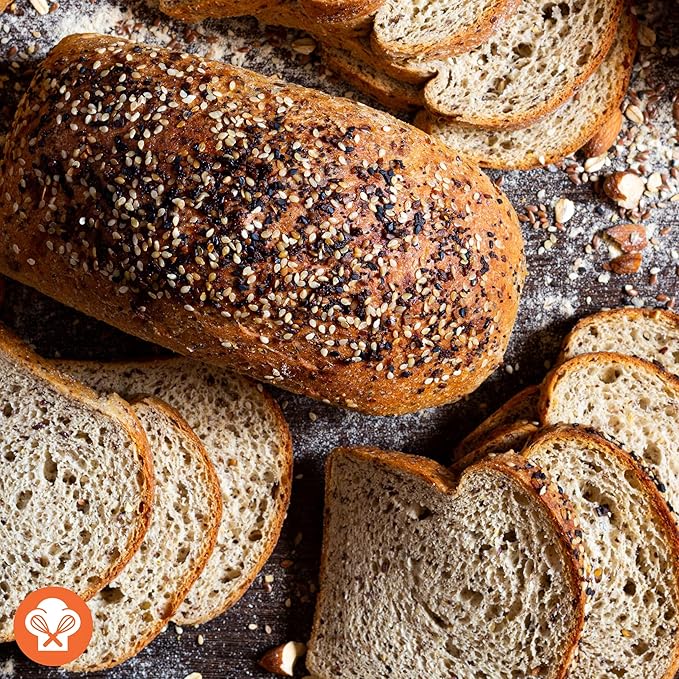 Dr. B's Wilbur Five Flour Multigrain Bread | 1g Net Carbs & 7g Protein | Low Calorie, Vegan, Sugar Free | Fresh, Sliced, Keto & Low Carb Bread Loaf (2 Pack (16 oz), Everything)