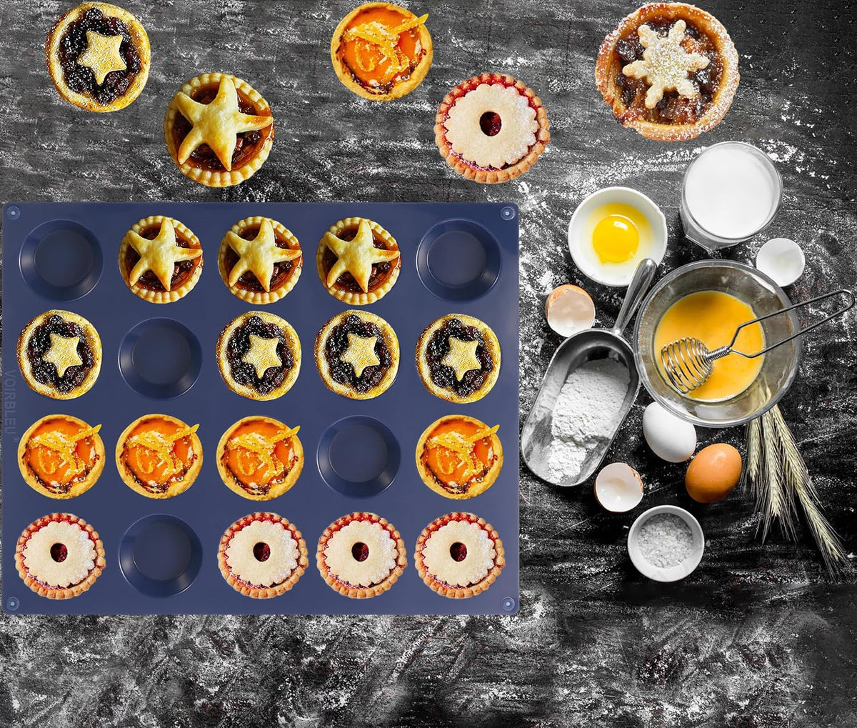 Silicone Tart Mold, 2 Inch Mini Pie Pans, Blue, 1 Count | For Baking, Mini Pie Pans, For Mince Pie, For Fruit Pie