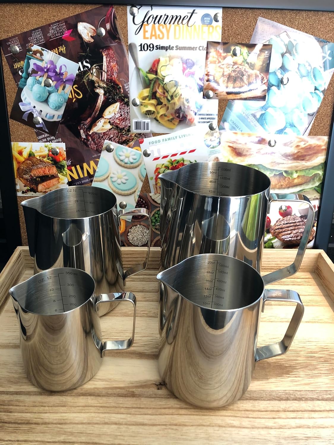 Frothing Pitcher 32oz Stainless Steel Cup with Double Measurement Scale Perfect for Latte Art Milk Frother Cup 32oz SUS304 Stainless Steel Milk FrotherPitcher Steaming Pitcher 900ML