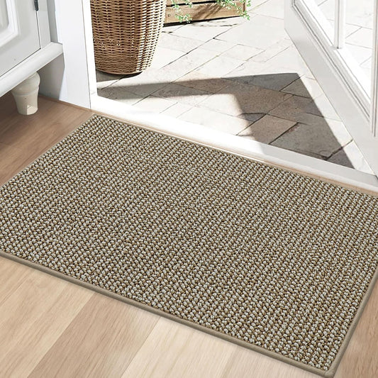 BEQHAUSE Dirt Trapper Door Mat 24" x 36", Non-Slip Washable, Light Beige