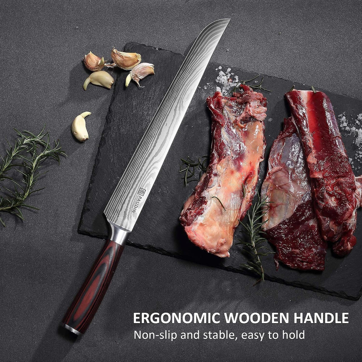 PAUDIN 12" Brisket Knife, Razor-Sharp Edge Slicing Knife for Brisket Meat