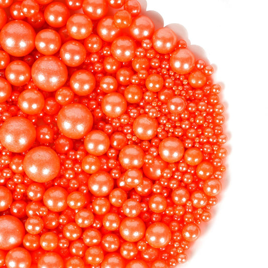 Kasvan Orange Pearl Sugar Sprinkles - Edible Candy Pearls 130g/4.58 Oz, Mix Size, Baking Cake Decorations, Ice Cream