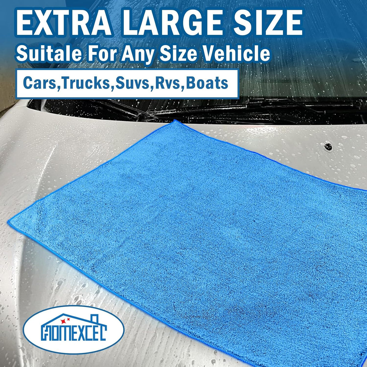 HOMEXCEL Professional Large Microfiber Car Drying Towels 2 Pack, 31" x 24"