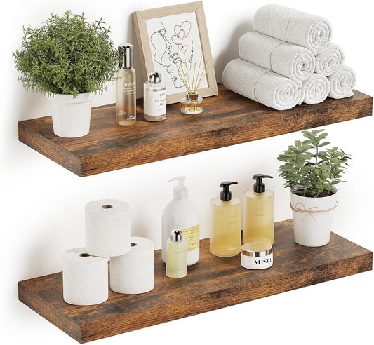 Vivelove Bathroom Floating Shelves for Wall 24 inchs Long, 9.1” Deep x 1.6” Thick Wall Shelves for Bedroom, Living Room,