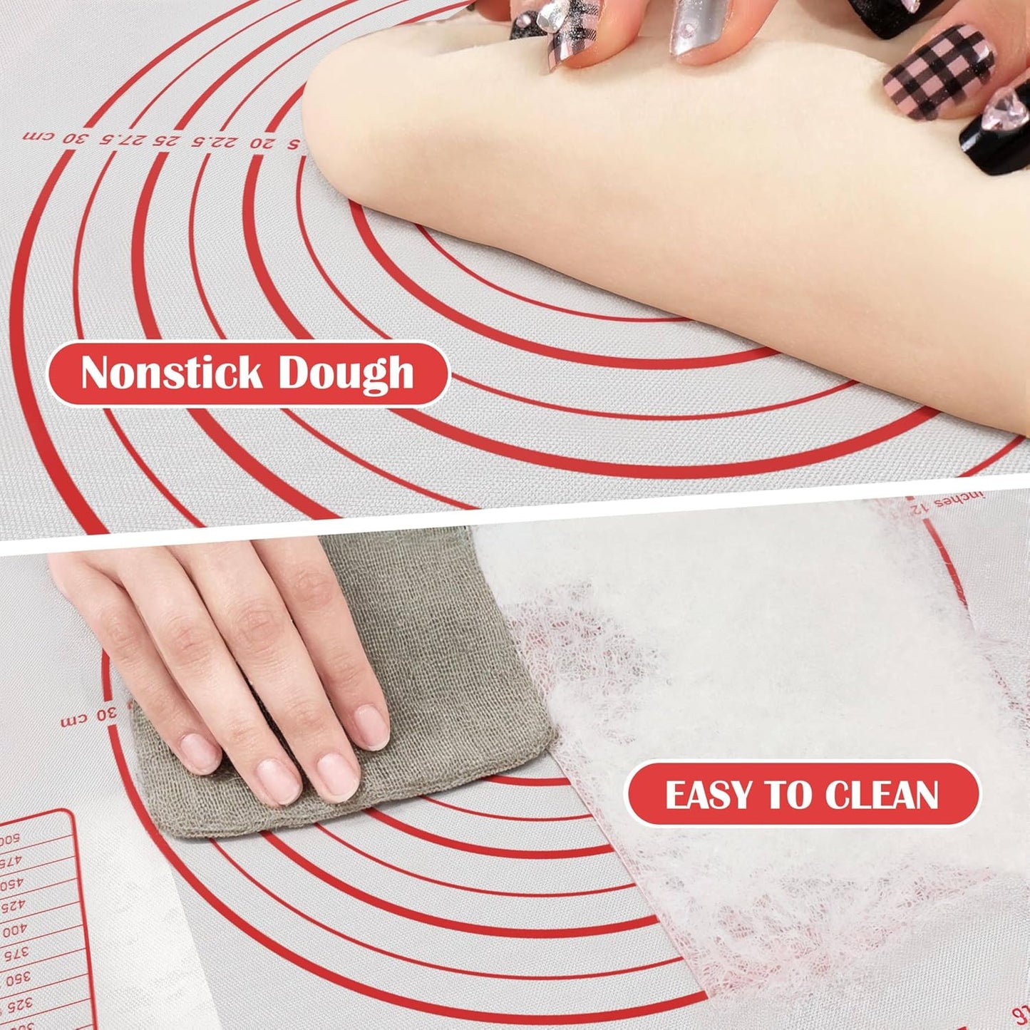BlueBark 2 PCS - 24"L x 16"W Non-stick Silicone Baking Mat for Pastry &amp; Dough, Sourdough Bread Making Tools, Kitchen Counter, Cooking Enthusiasts