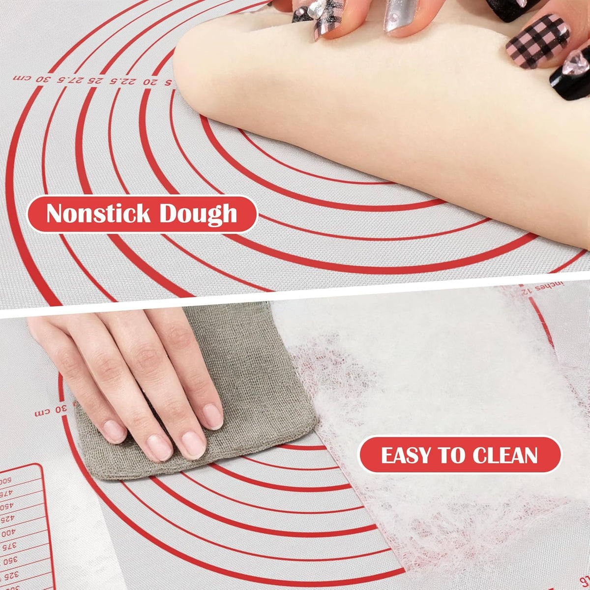 BlueBark 2 PCS - 24"L x 20"W Non-stick Silicone Baking Mat for Pastry &amp; Dough, Sourdough Bread Making Tools, Kitchen Counter, Cooking Enthusiasts