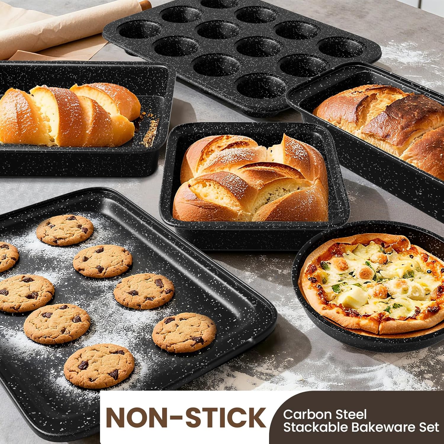 Pots and Pans Set Non Stick, 31 Piece Kitchen Induction Cookware & Bakeware Set, Nonstick Kitchen Cooking Pans Set with