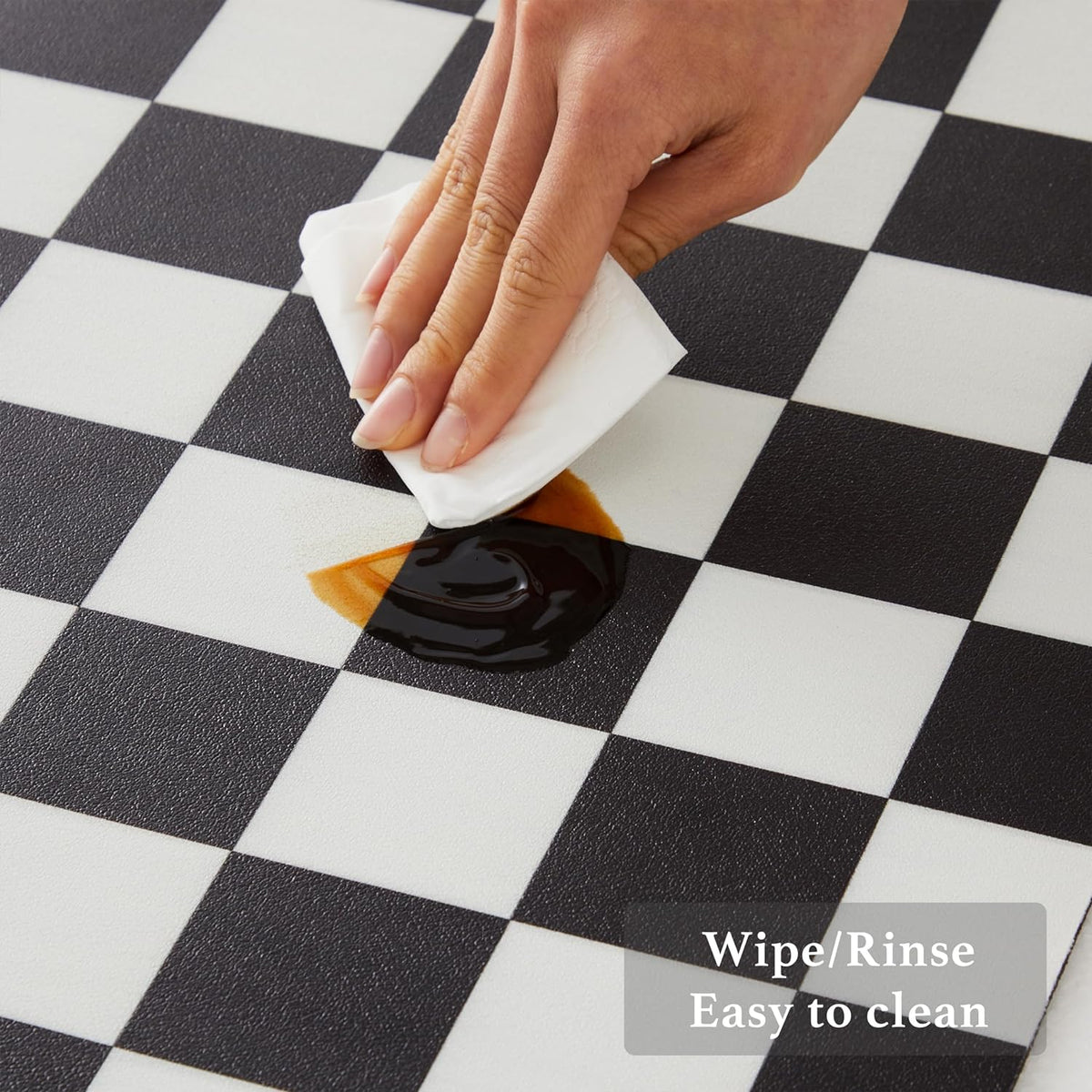 Checkered Dish Drying Mat for Kitchen Counter, Coffee Bar Station Accessories, Retro Cute Aesthetic Modern Absorbent Drainer Mat Kitchen Drying Mat Easy Clean, Black 16" x 24"