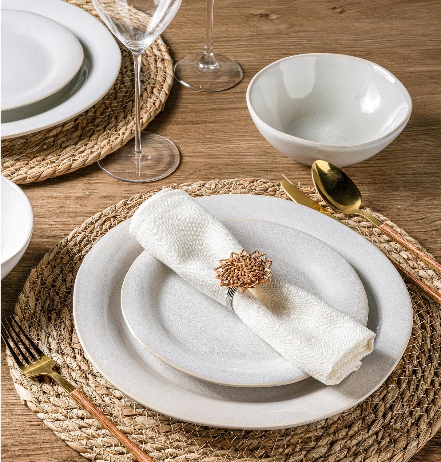 AmorArc Ceramic Dinnerware Sets for 4, Handmade Plates and Bowls Sets | Stoneware Reactive Glaze Dish Set, Scratch Resistant, Dishware Set for Kitchen Wedding, Dishwasher &amp; Microwave Safe