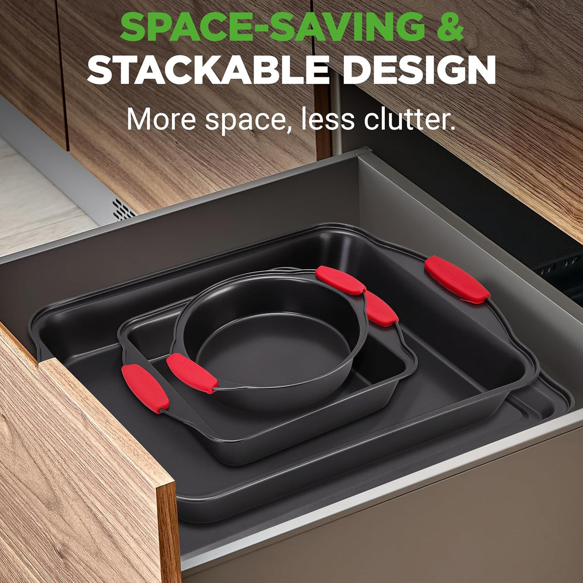 NutriChef Baking Pans Set - 6 Piece Bakeware with Nonstick Carbon Steel for Easy Release and Cleanup, Durable and Versatile Design, Includes Cookie Sheet, Loaf Pan, Muffin Tin &amp; More