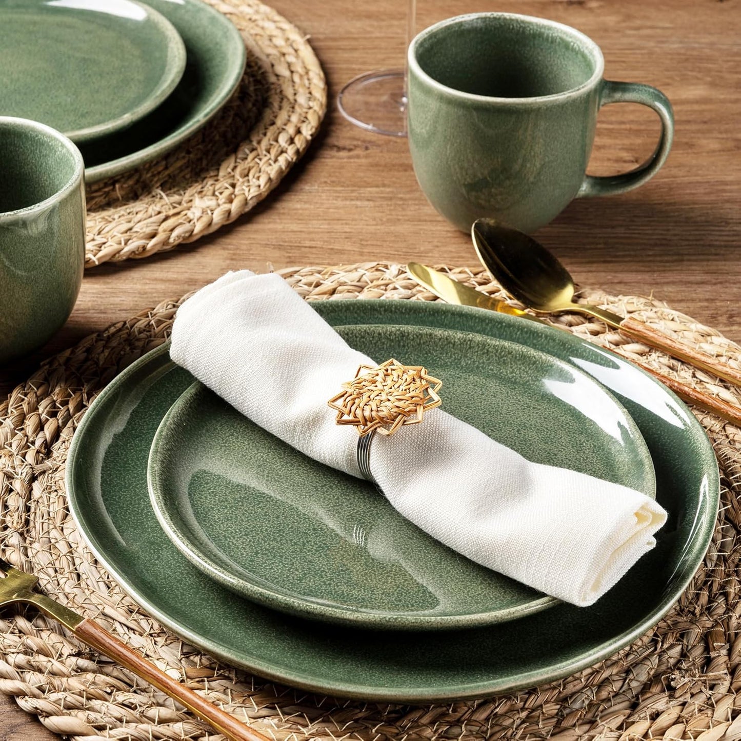 AmorArc 8.5" Ceramic Plates Set of 6 | Handmade Stoneware with Reactive Glaze for Dessert, Salad, Appetizer & Dinner | Microwave/Dishwasher Safe, Scratch Resistant