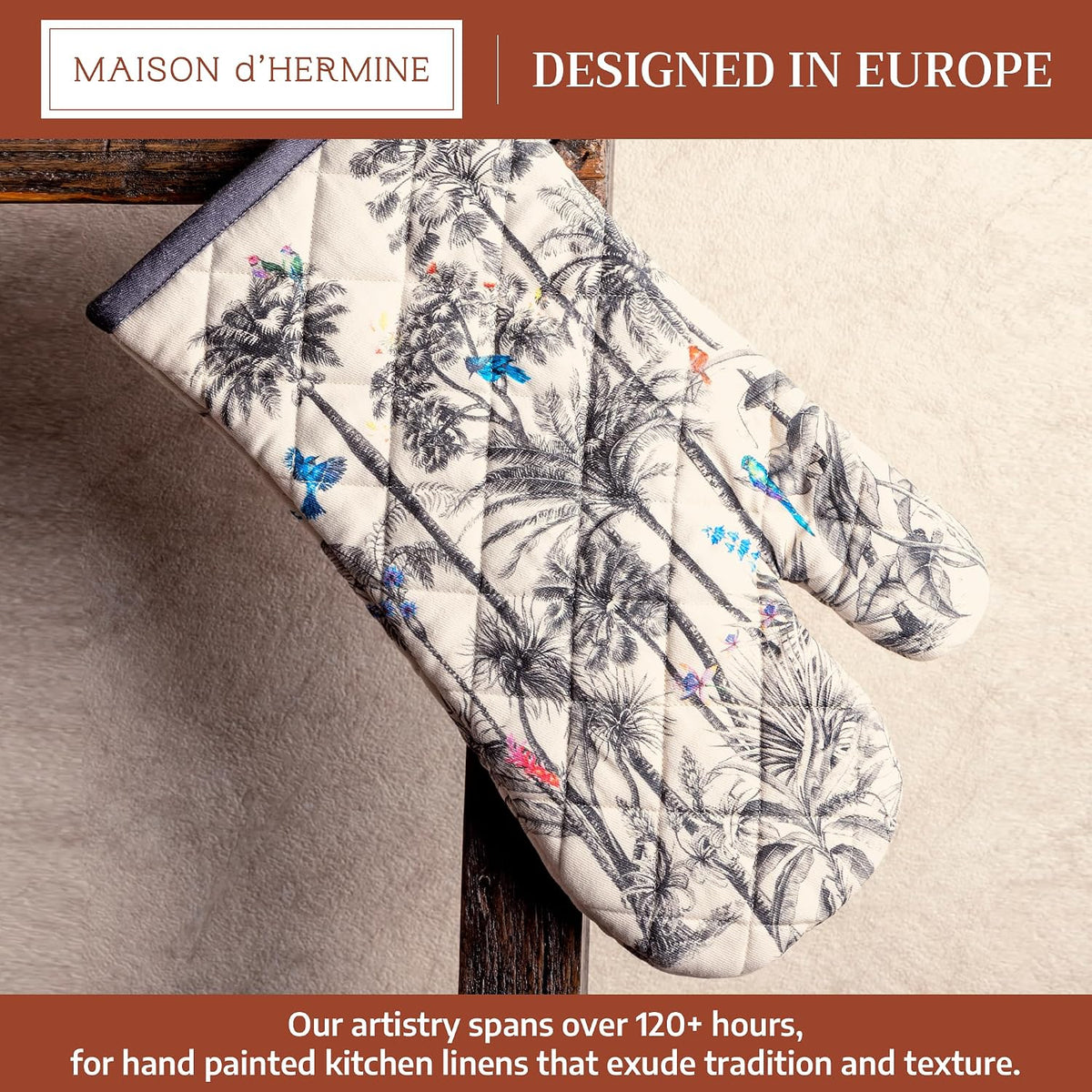Maison d'Hermine Oven Gloves 100% Cotton Oven Mitt (7" x 13", Pack of 1)