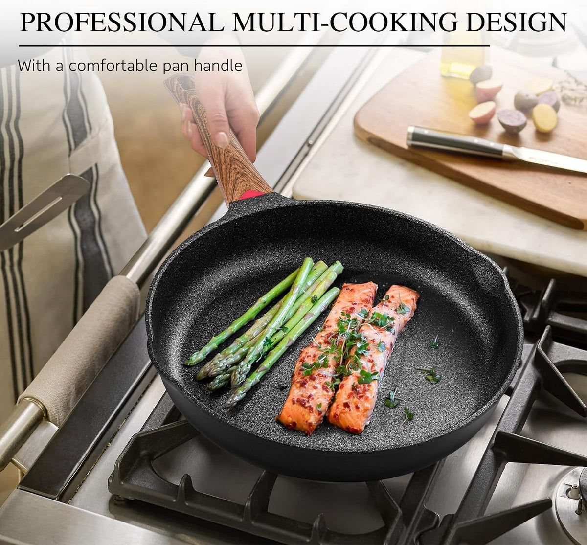 Vinchef 11" Non Stick Frying Pans, Skillet with Lid Used for All Stoves, Induction Non Toxic Cookware, Cooking Pans Nonstick Capable of Kitchen