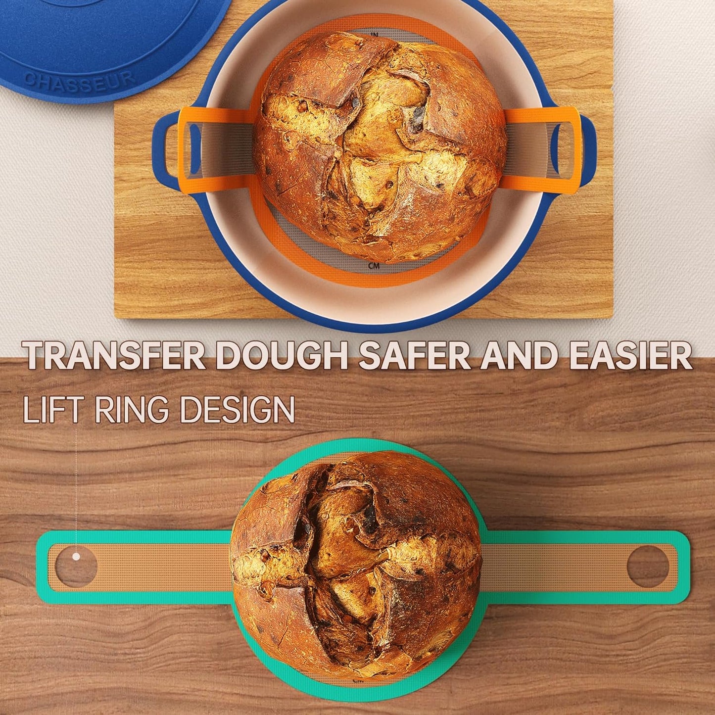 2 PCs Bread Sling - Specially Selected Platinum Silicone – Baking Mat for Dutch Oven – Sourdough Bread Baking Mat &amp; 1 Storage Band
