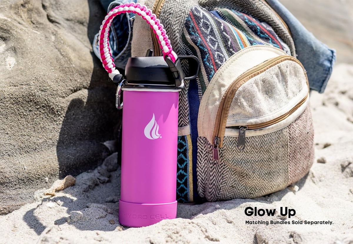HYDRO CELL Stainless Steel Insulated Water Bottle with Straw - For Cold &amp; Hot Drinks - Metal Vacuum Flask with Screw Cap and Modern Leakproof Sport Thermos for Adults (Fuchsia 18oz)
