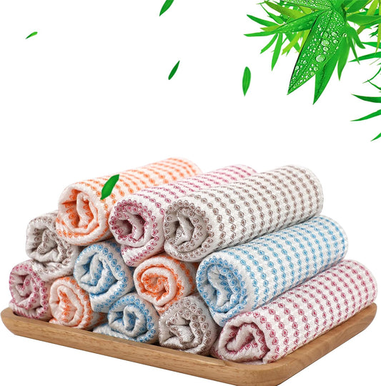 Kitchen Washcloths 12 Pack, 10x14 Inch Small Dish Cloth for Washing Dishes, Lint Free Fast Dry Reusable Cleaning Cloth,