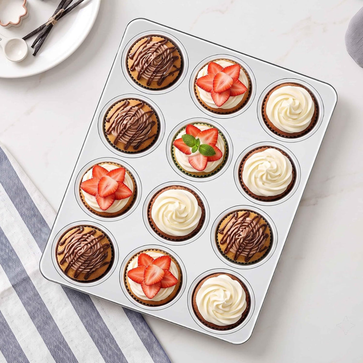 Homikit Stainless Steel Muffin Pan 12 Cups, 1 Pack Cupcake Tins Non Toxic