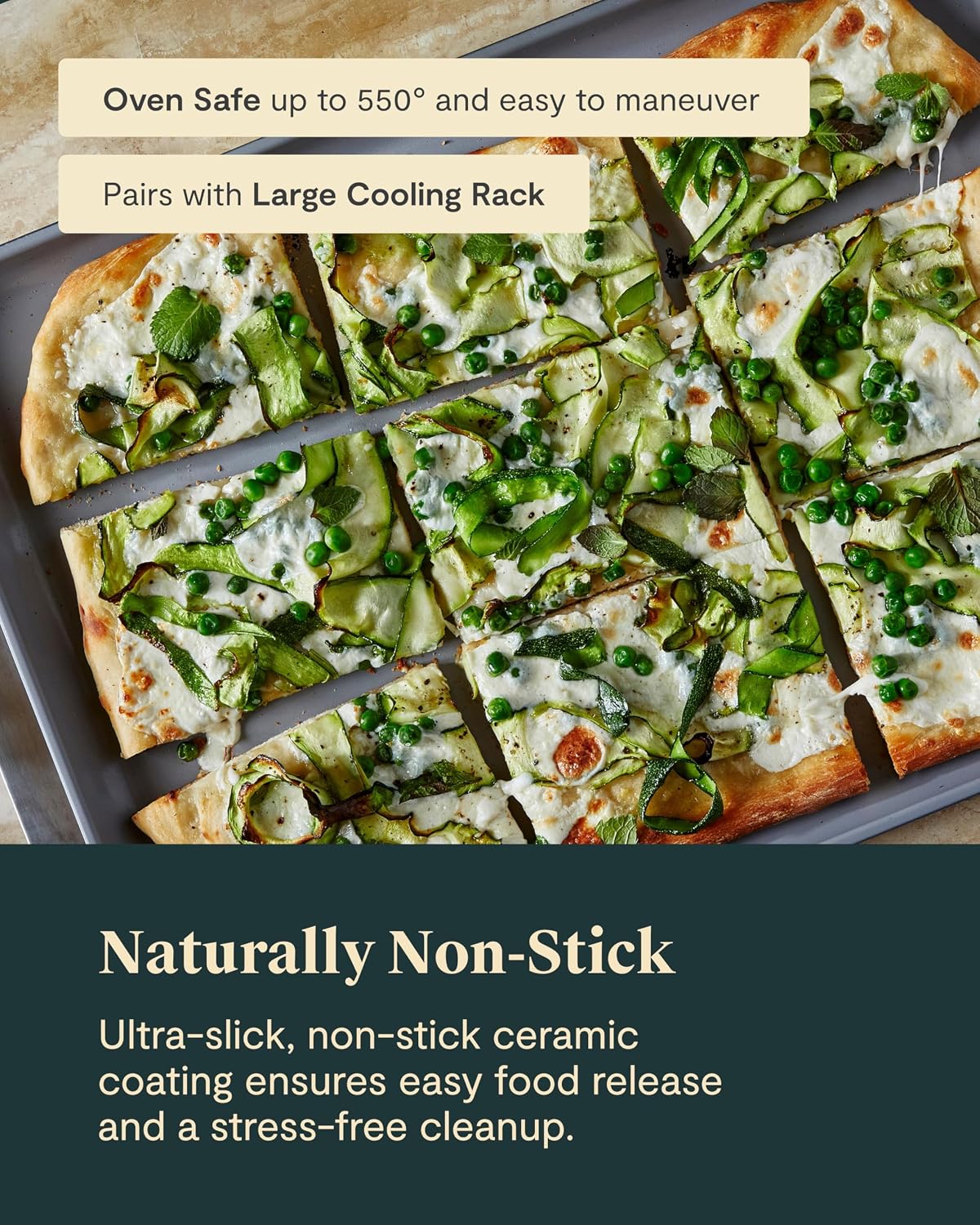 Caraway Non-Stick Ceramic Large Baking Sheet Duo | Naturally Slick Ceramic Coating, Non-Toxic, PTFE and PFOA Free, Perfect for Baking, Roasting, and More, (18" x 13"), Marigold