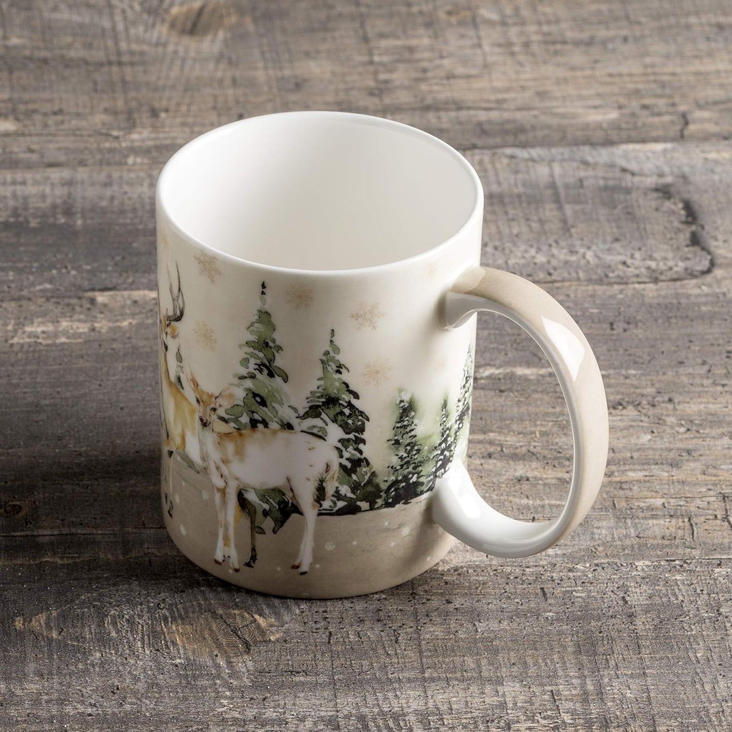 Maison d' Hermine Coffee Mug with Handles Tea Cups (12 Ounce, Pack of 1) | Fine Bone China Coffee Mugs for Hot Beverages Cappuccino Latte Home Hotel Spring Summer -Deer In The Woods - Forest Deer