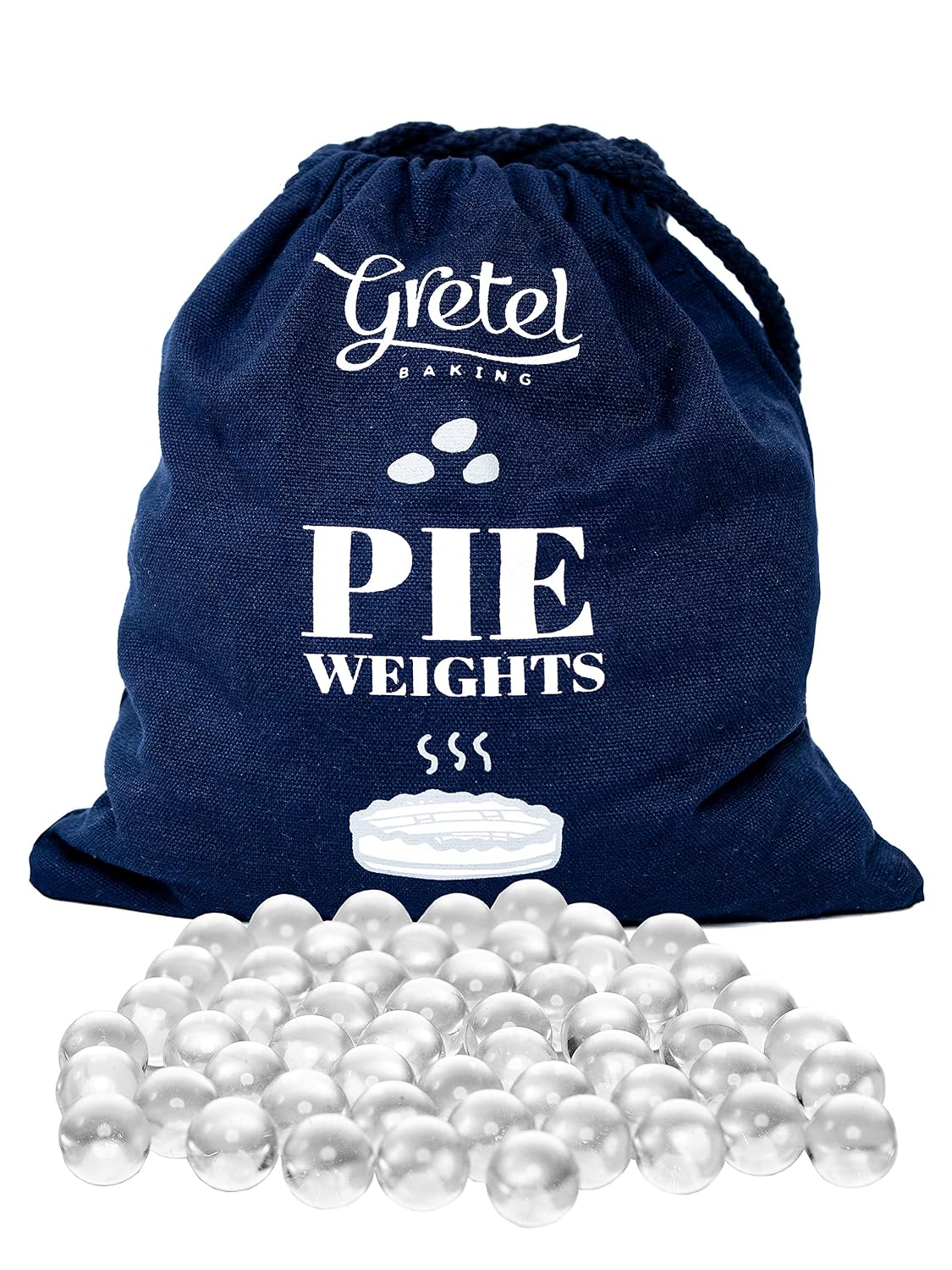 Glass Pie Weights for Baking Crust - Non-Porous, BPA and Dust Free Borosilicate Glass Pie Crust Weights - Heat, Freezer, and Food Safe - Storage Bag Included (2.5 LB)