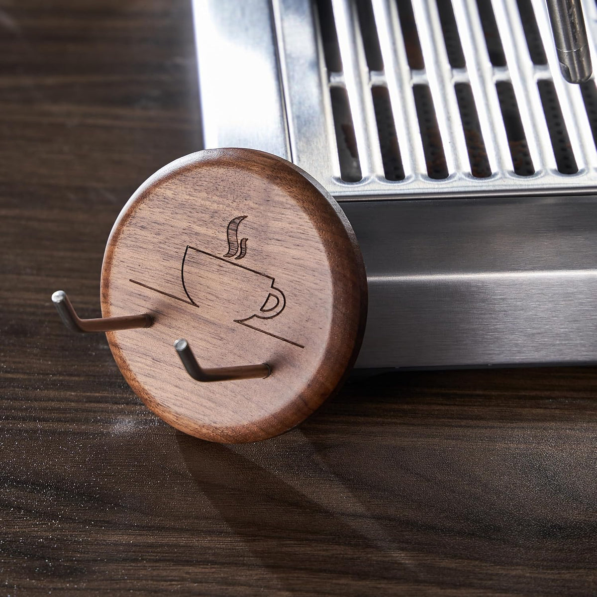 Wall Mounted Portafilter Holder Walnut Wall Rack Espresso Station Organizer Premium Espresso Machine Accessories/Secure &amp; Easy Installation - Suits 51mm, 54mm &amp; 58mm Portafilters
