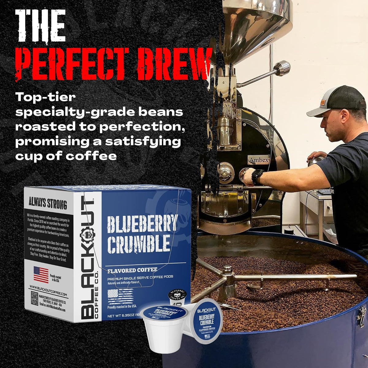Blackout Coffee Blueberry Crumble Coffee Pods, Medium Roast, 18 Count