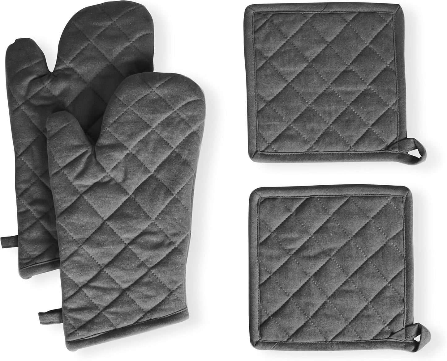 Native Fab Farmhouse Oven Mitts and Pot Holders Set of 4, Heat Resistant Non-Slip Machine Washable, 100% Cotton Kitchen Pot
