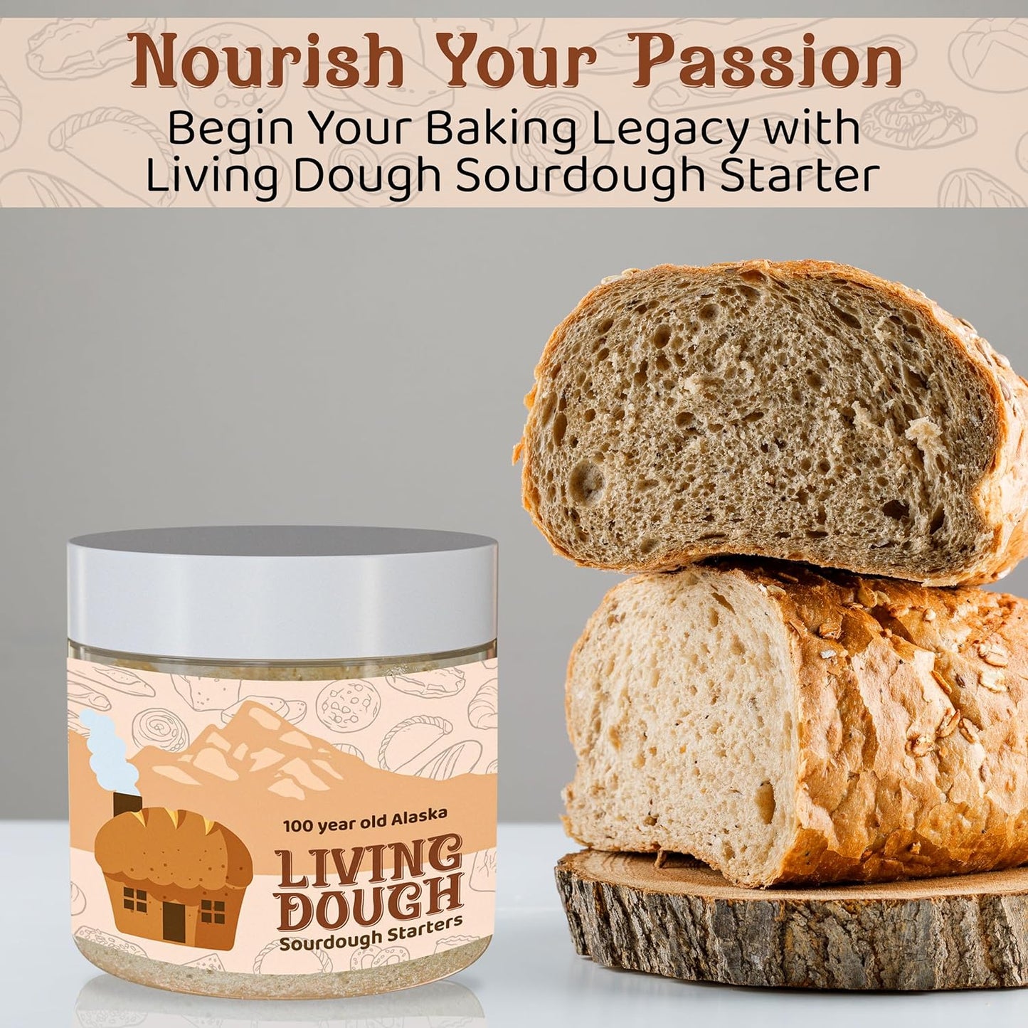 100 Year Old Alaska Fresh Sourdough Starter Culture for Baking, 3.5 Oz | Easy to Use, Active &amp; Live Organic Sourdough Starter for Artisan Bread, Pizza Dough, Waffles, Homemade Bread Recipes &amp; More