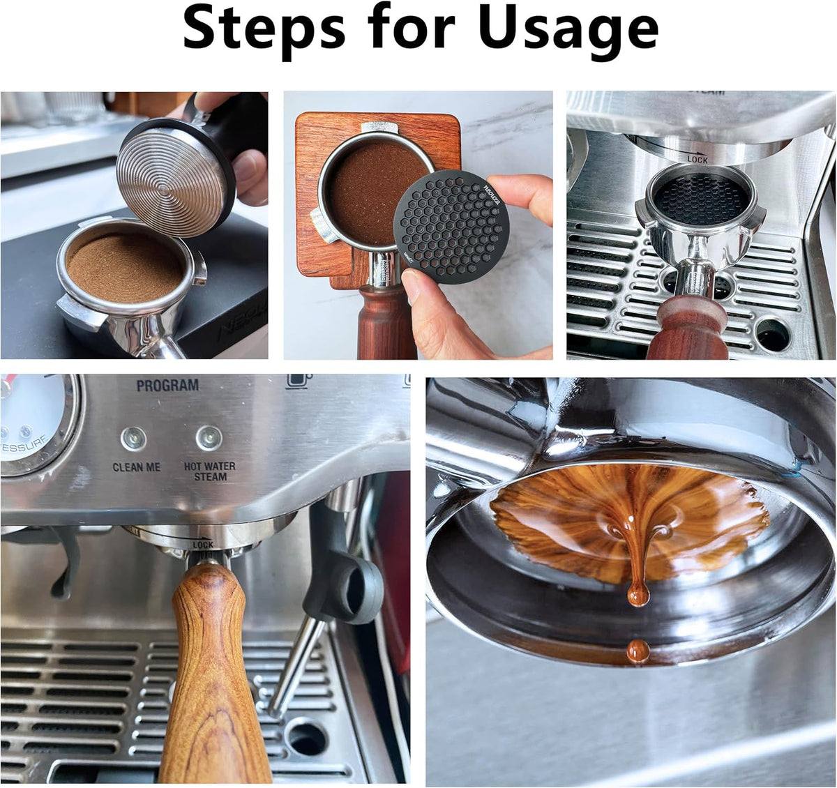 NEOUZA V4 Espresso Puck Screen 0.8mm Thickness Honeycomb Mesh Double Layer Black Protective Coating for Coffee Portafilter Basket (2, Silver, 51mm)