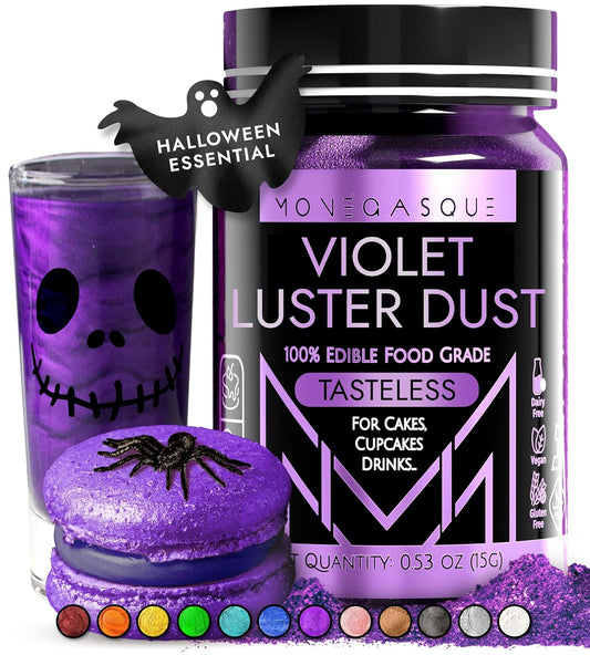 MONÉGASQUE Purple Edible Glitter for Drinks 15g – Violet Edible Glitter for Cakes & Cocktails – Purple Luster Dust for