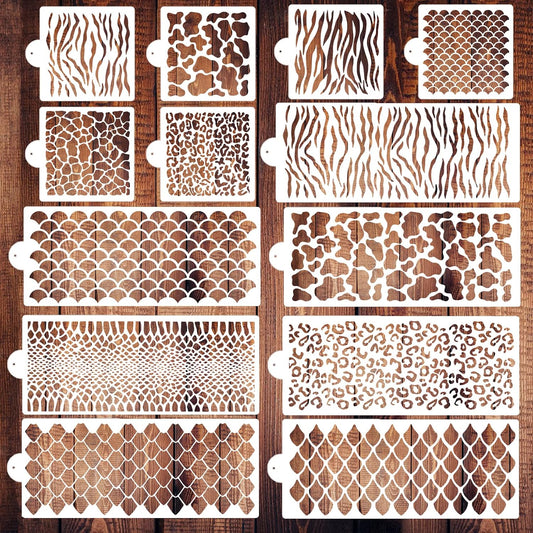 13pcs Cake Stencils Decorating Buttercream Cookie Stencils for Royal Icing