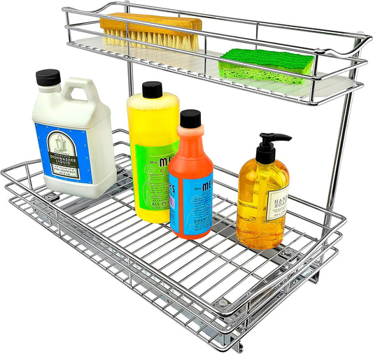 LYNK PROFESSIONAL® Pull Out Under Sink Kitchen Cabinet Organizer - 11.5 in. x 18 inch deep Drawer - Sliding Shelf Organizer