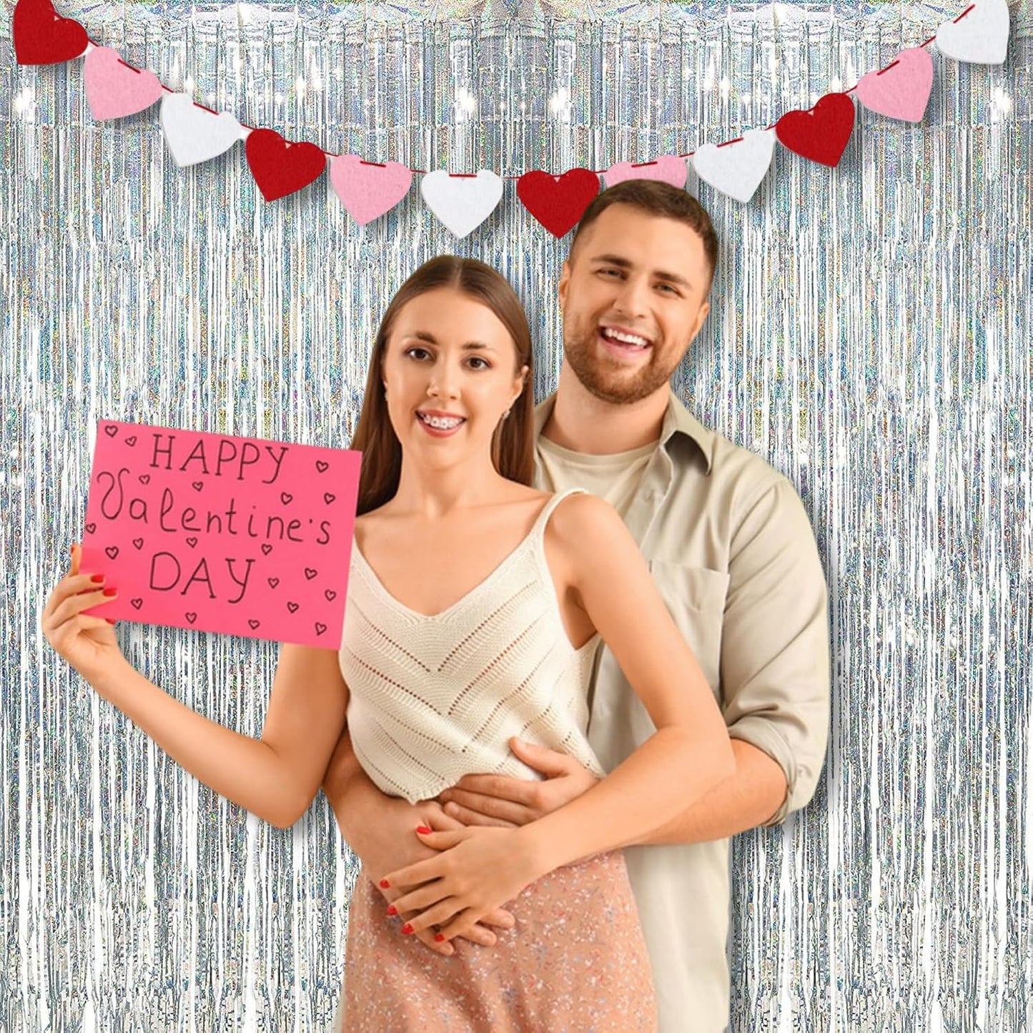 BRAVESHINE Silver Streamers Party Fringe Backdrop Christmas Decorations | 3.2x8.2ft Tinsel Foil Curtain for Birthday/Disco/Bachelorette/Anniversary/Engagement/Bridal Shower/Dance Ball/Snowflake Decor