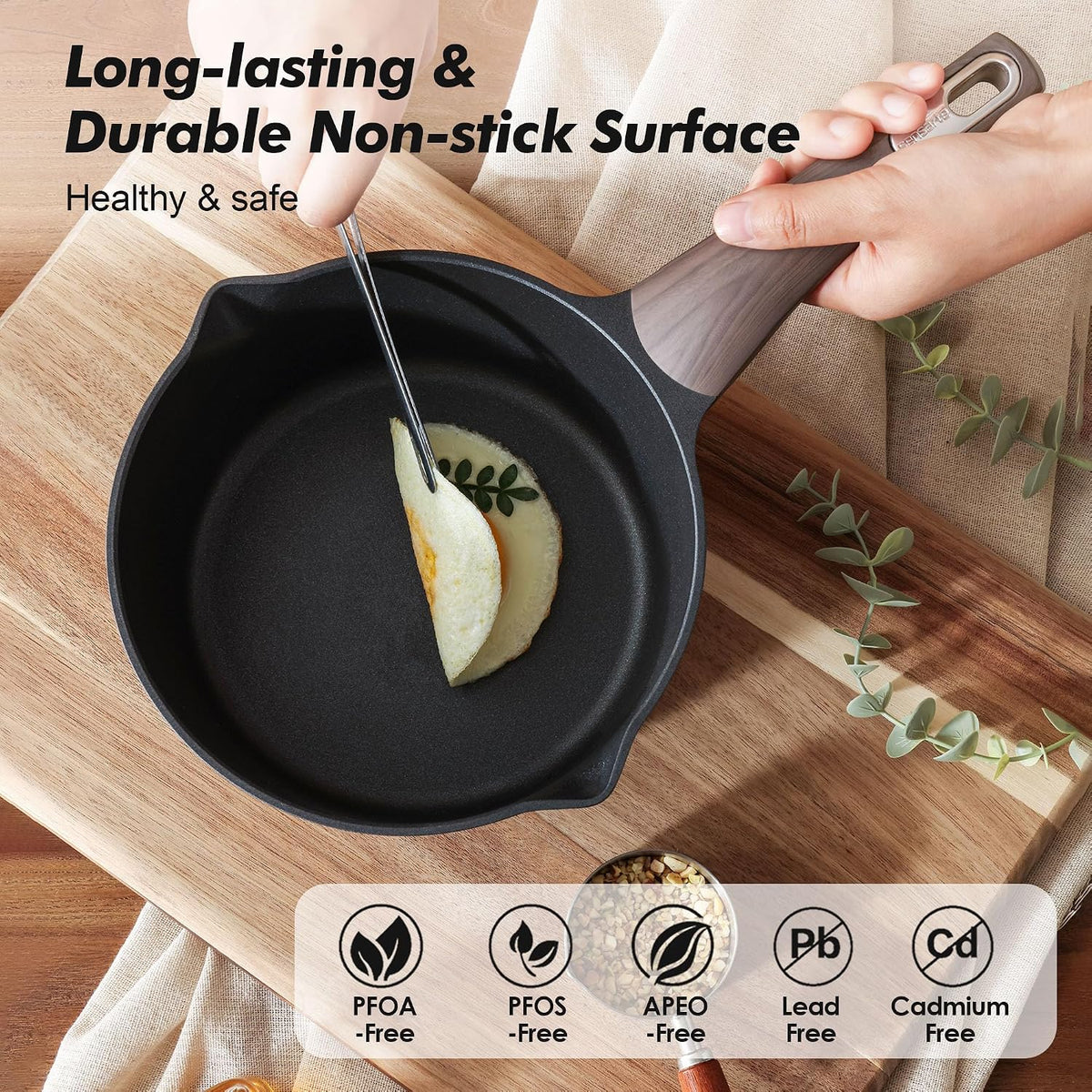 SENSARTE 1.5 & 2.5 Quart Sauce Pan Sets with Lid, Cooking Pots Set, Nonstick Saucepan Set with Pour Spout, Small Kitchen Pot, Non toxic Saucepot, Induction Comptable, Easy to Clean, PFOA Free