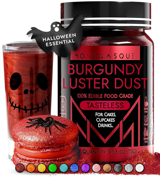 MONÉGASQUE Red Edible Glitter for Drinks 15g – Burgundy Edible Glitter for Cakes & Cocktails - Halloween Drink Shimmer Spray