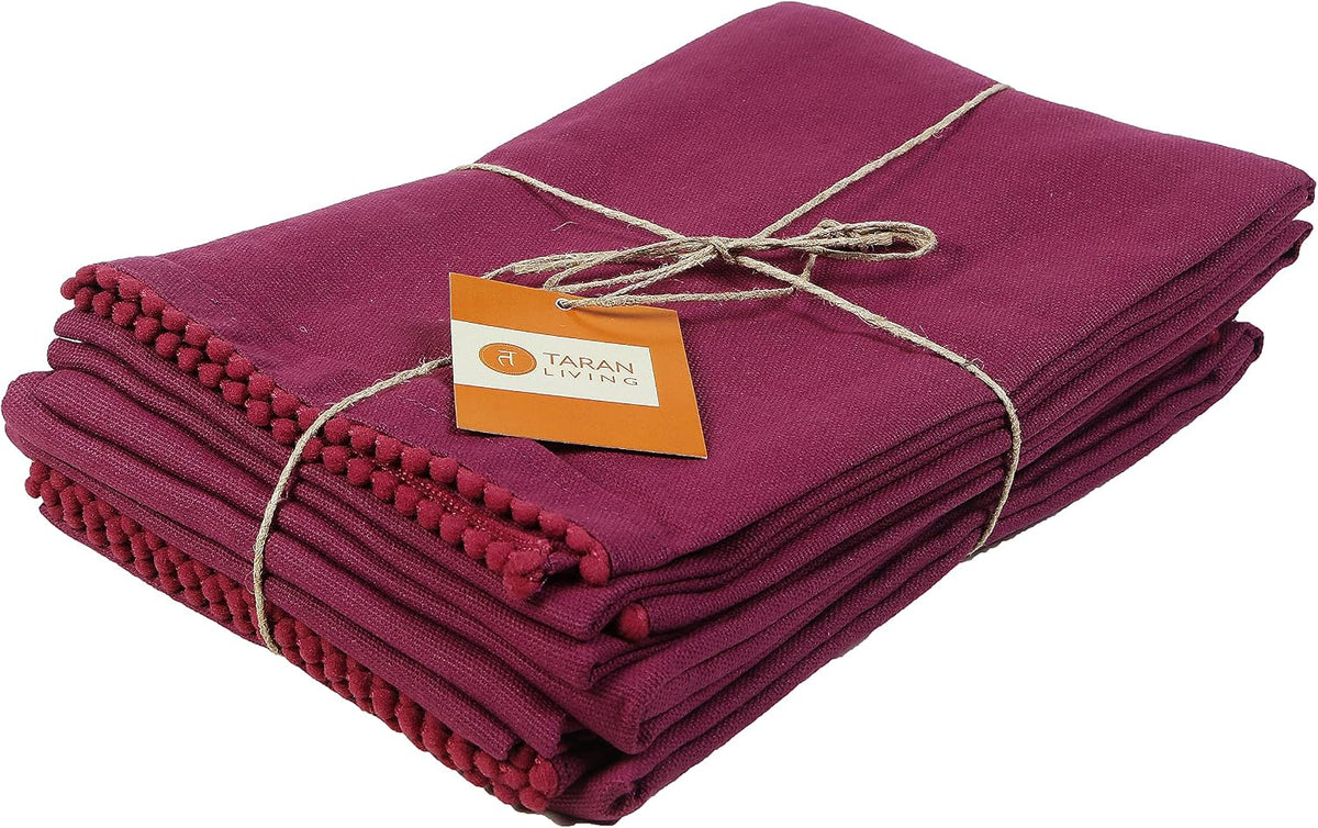 TARAN LIVING Kitchen Towels with Hanging Loop 100% Cotton Solid Kitchen Dish Cloths, Valentine Decor Kitchen Hand Towel Reusuable Dish Towel for Cleaning &amp; Drying 18"x 28", Pack of 6 Deep Purple