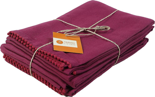 TARAN LIVING Kitchen Towels with Hanging Loop 100% Cotton Solid Kitchen Dish Cloths, Valentine Decor Kitchen Hand Towel Reusuable Dish Towel for Cleaning &amp; Drying 18"x 28", Pack of 6 Deep Purple