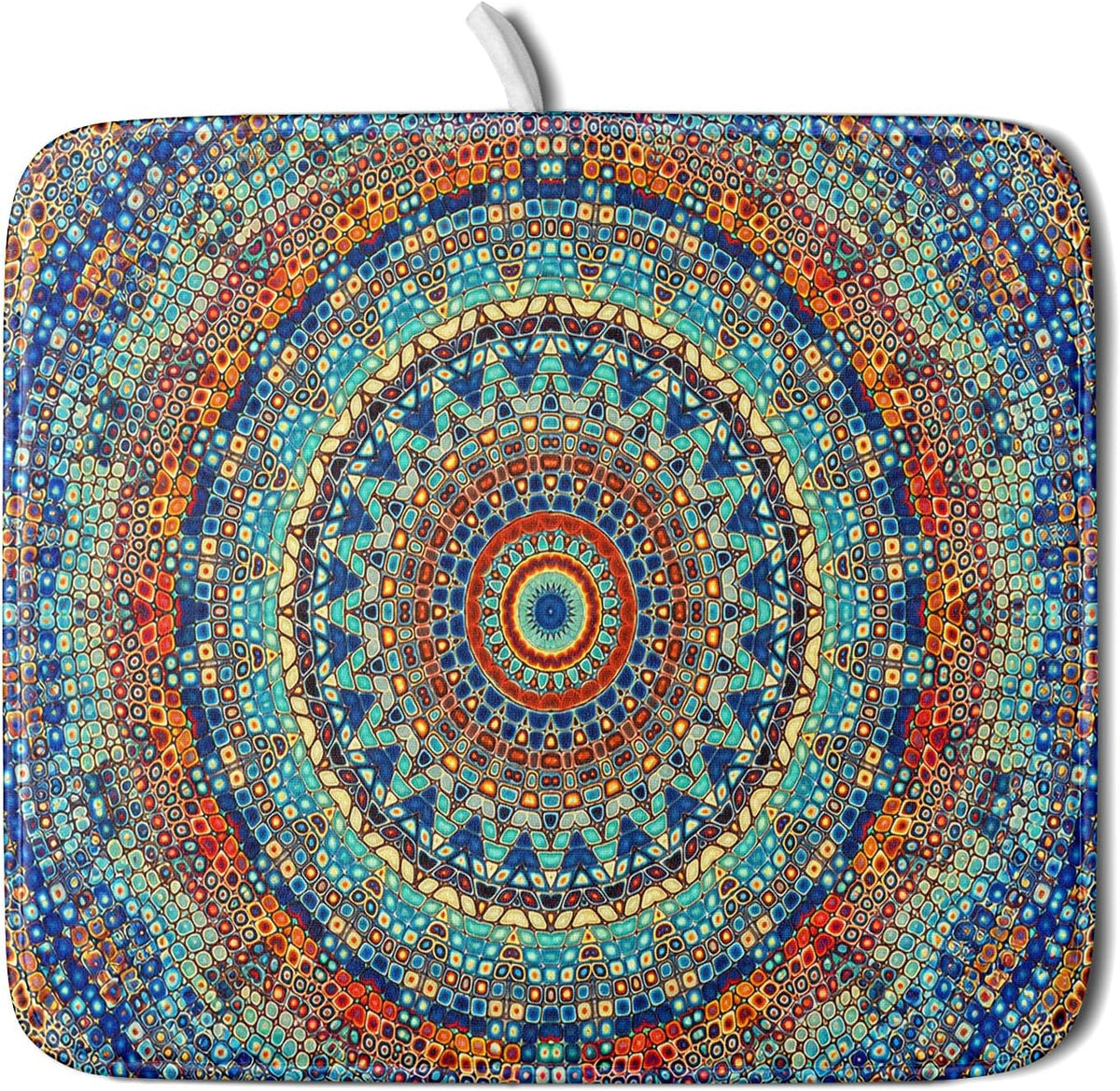 Bohemian Mandala Dish Drying Mat for Kitchen Counter Boho Ethnic Drying Mat 16 x 18 Inch with High Absorbent Reversible