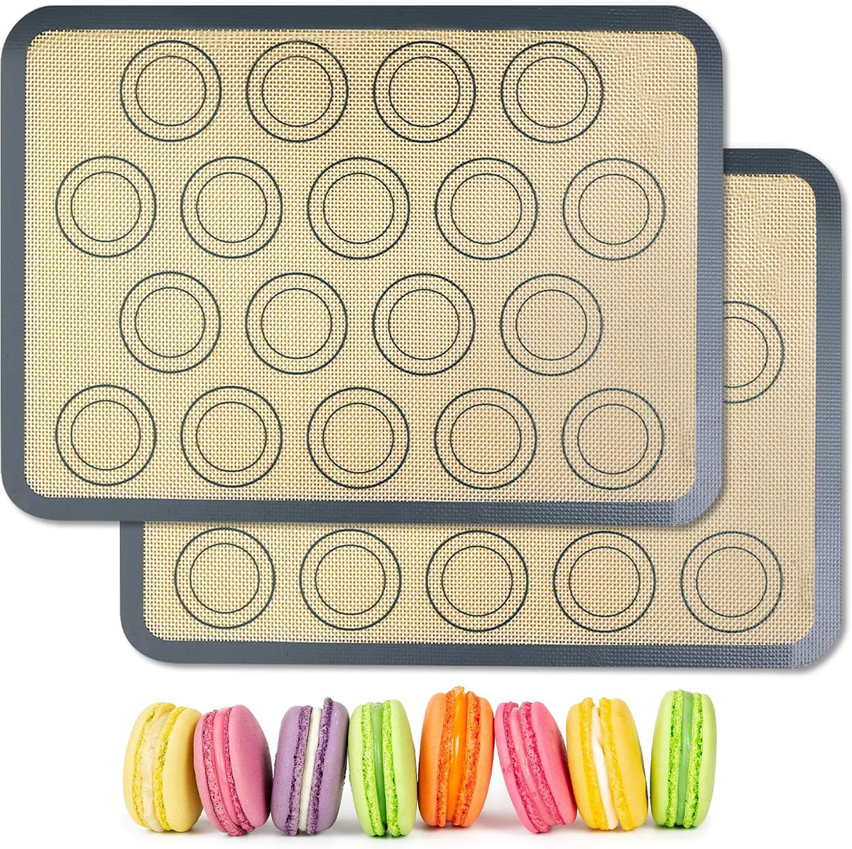 HOOMIL Macaron Silicone Baking Mats, 13 x 9 Inch, 2-Pack