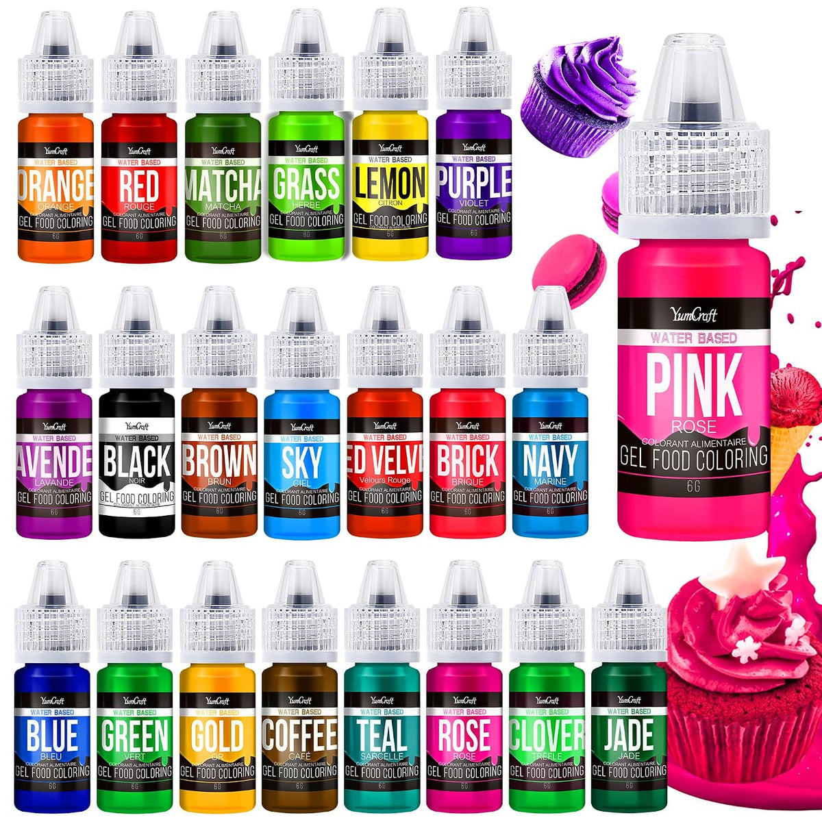 Food Coloring Gel Set - 22Vibrant Color Gel Food Coloring | for Cake Decorating, Baking, Easter Egg, Icing - Tasteless Food Color Dye for Fondant, Cooking, Airbrush - 0.2 Fl. oz (6 ml)