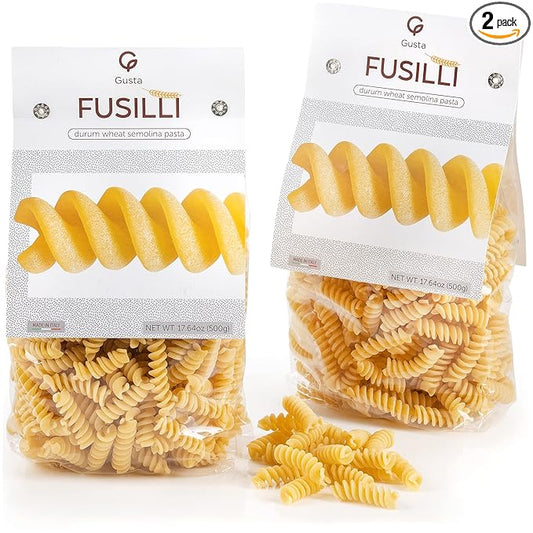 Gusta Rotini Fusilli Pasta - Premium Italian Pasta from Italy - Durum Wheat Semolina Organic "Al Dente" Pasta - Non-GMO &