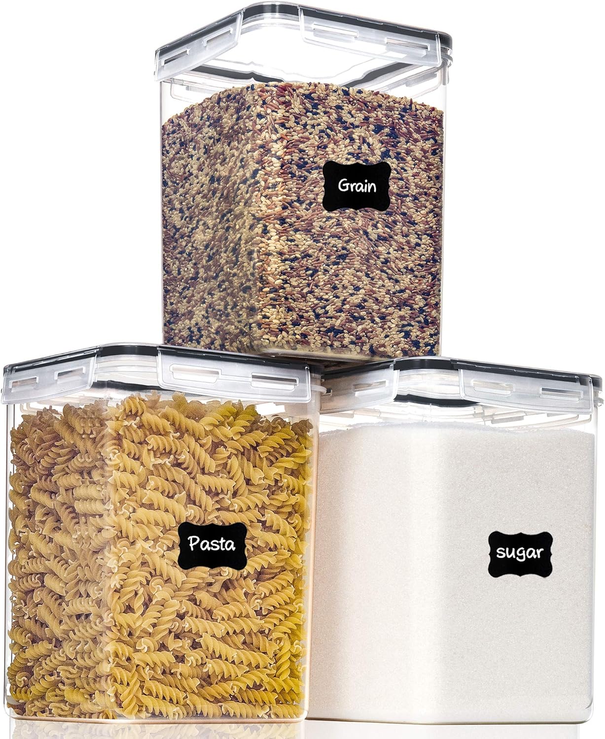 Large Food Storage Containers with Lids Airtight 5.2L /176Oz, for Flour, Sugar, Baking Supply, 3PCS 