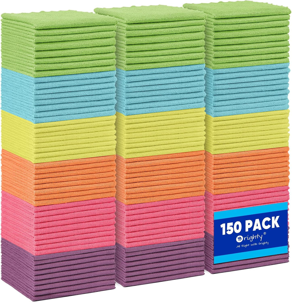 Orighty Microfiber Cleaning Cloth Bulk, 150 Pack Cleaning Rags 12x12 inch