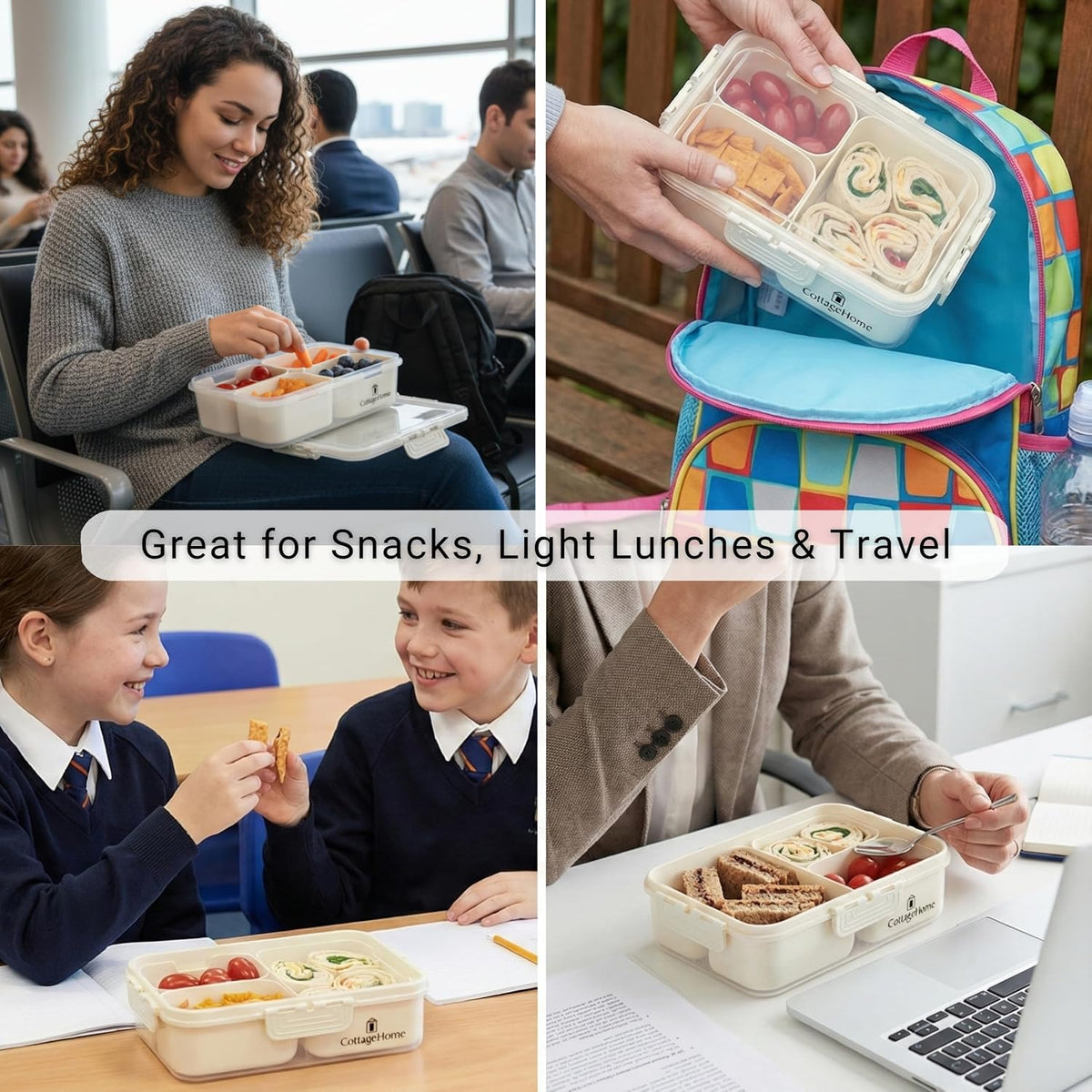 Mini Snackle Box Containers - 2-Pack Reusable Snack Containers - Dishwasher Safe - For Lunch, School, Meal Prep & Travel