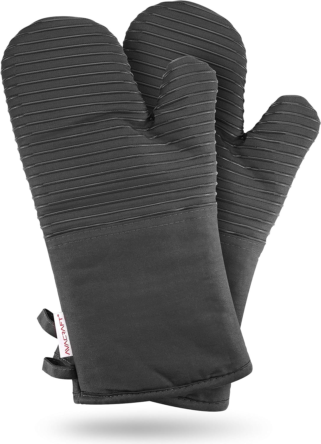 AVACRAFT Oven Mitts Pair, Flexible, 100% Cotton with Unique Heat Resistant Food Grade Silicone, Thic