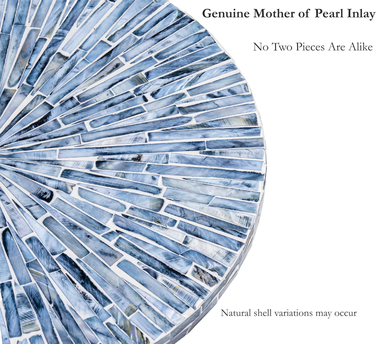 PEMAR 12.6” Handcrafted Mother of Pearl Blue Starburst Lazy Susan – Rotating Centerpiece for Dining Table, Elegant Beach House &amp; Farmhouse Home Décor, Luxury Hostess &amp; Housewarming Gift