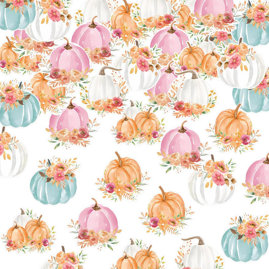 42Pcs Edible Pumpkin Cupcake Toppers Autumn Thanksgiving Theme Party Wafer Paper Flowers Pumpkin Cupcake Toppers Baby Gender