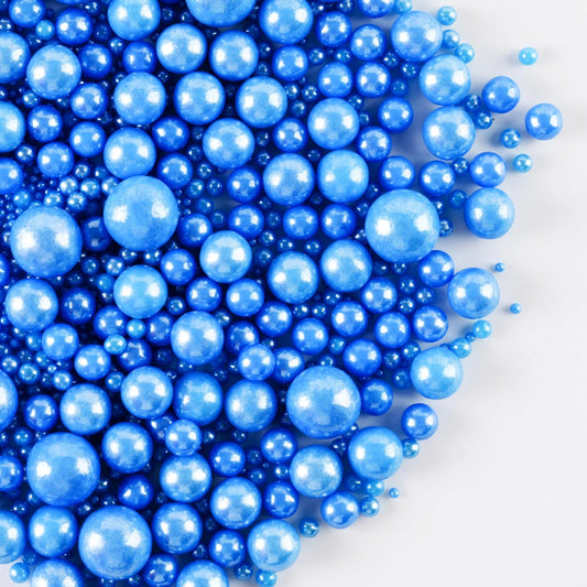Kasvan Royal Blue Pearl Sugar Sprinkles - Edible Candy Pearls 130g/4.58 Oz, Mix Size, Baking Cake Decorations, Ice Cream