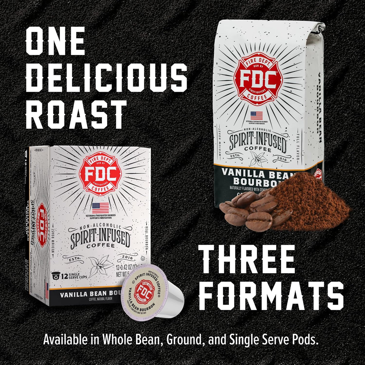 Fire Department Coffee Vanilla Bourbon Infused Ground Coffee - 12 oz | Medium Roast - Non-Alcoholic - Gives Back to Firefighters - Roasted in the USA - Veteran Owned